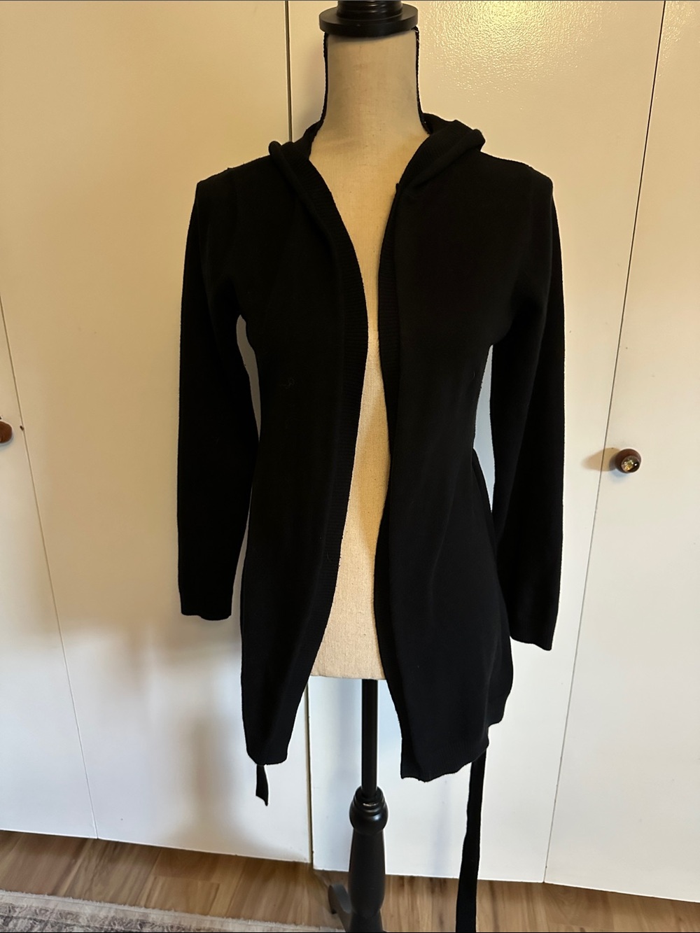 525 America Black Hooded Open-Front Cardigan